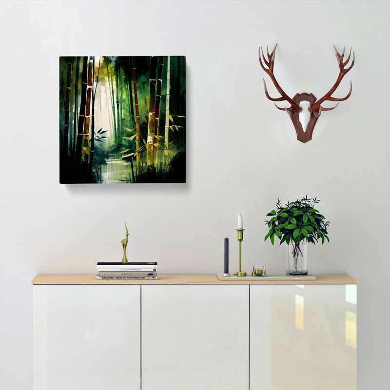 Bamboo Forest Impressionism No.2 - Wrapped Canvas - Framed Print, 35cm H x 35cm W x 3cm D