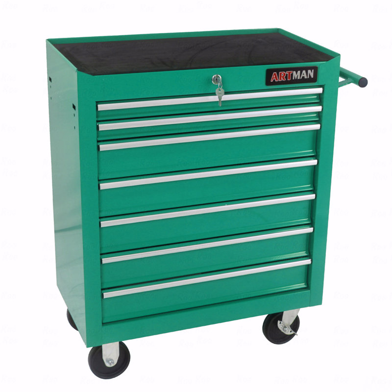 Chariot à outils multifonctionnel à 7 tiroirs avec roulettes, Vert