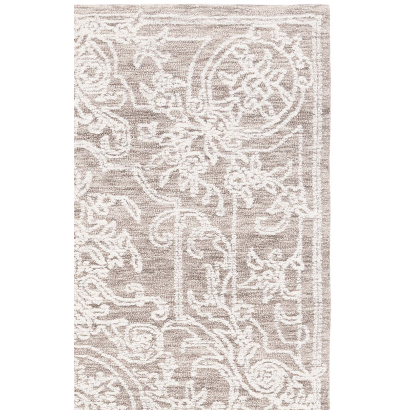 Phillippe Ebony Hand Tufted Wool Cotton Oriental Rug in Dark Gray/Ivory, Rectangle 6' x 9'