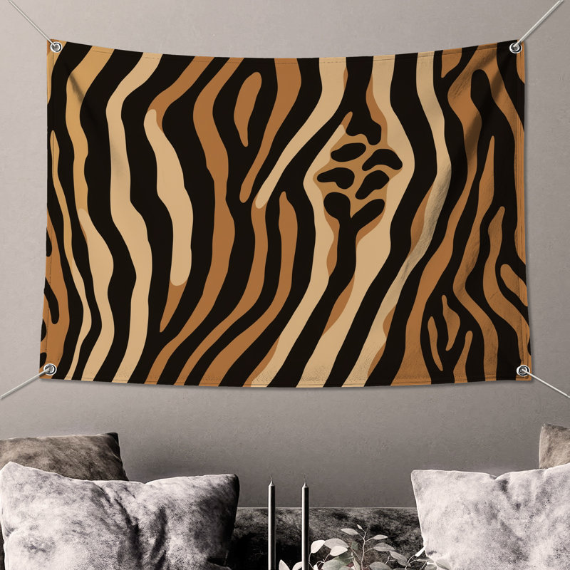 Tapisserie murale à motif zébré, 68 po H x 80 po L avec 4 œillets