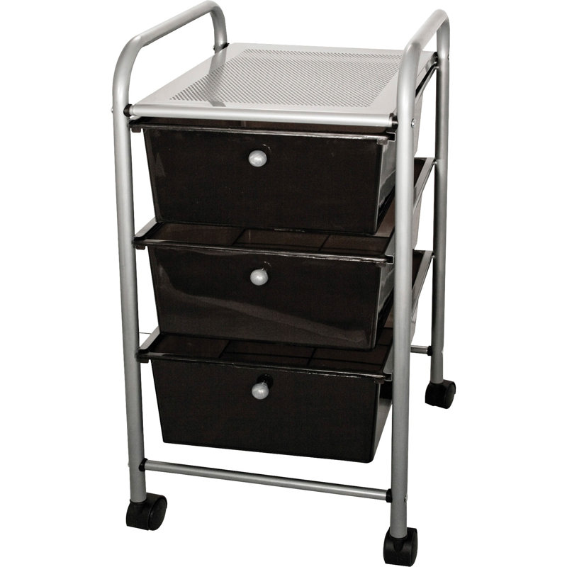 Advantus Black Metal 3-Drawer Rolling Organizer Cart