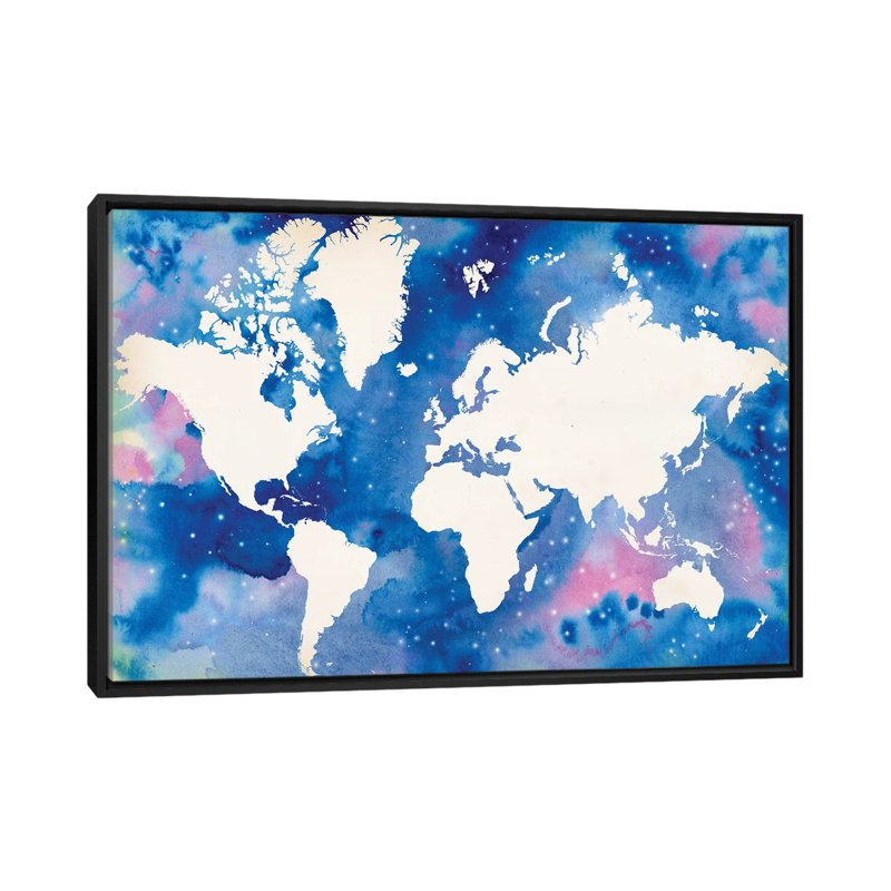 « starry world », reproduction sur toile, H 18 po x l 26 po x P 1,5 po, Toile avec cadre noir, Pas de tapis