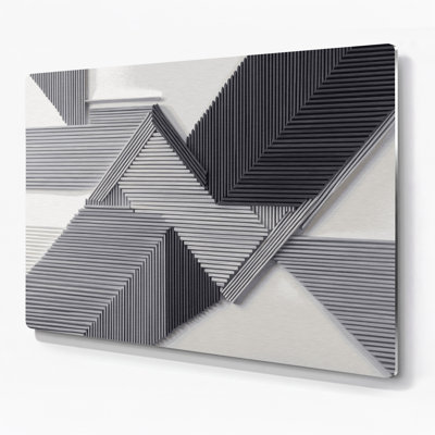 Geometric Abstraction 23 Gray Metal Wall Art