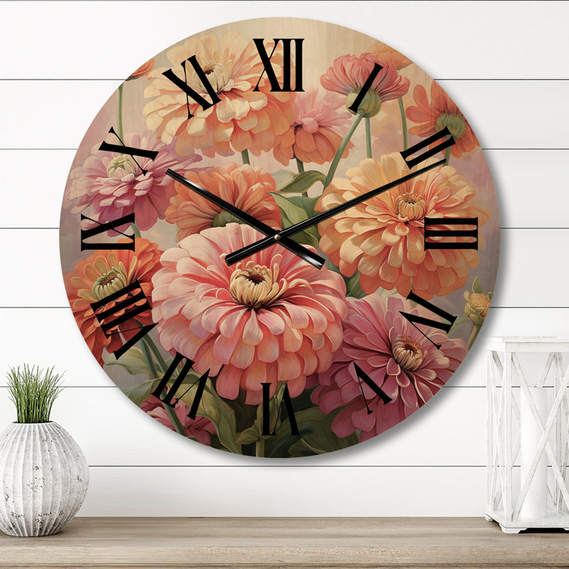Horloge murale surdimensionnée Zinnias, Moyenne