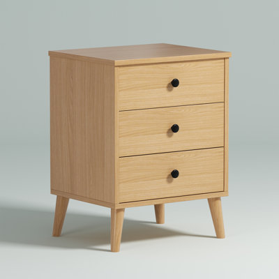 Elegant 3-Drawer Wooden Nightstands for Stylish Bedroom Storage Solutions by George Oliver