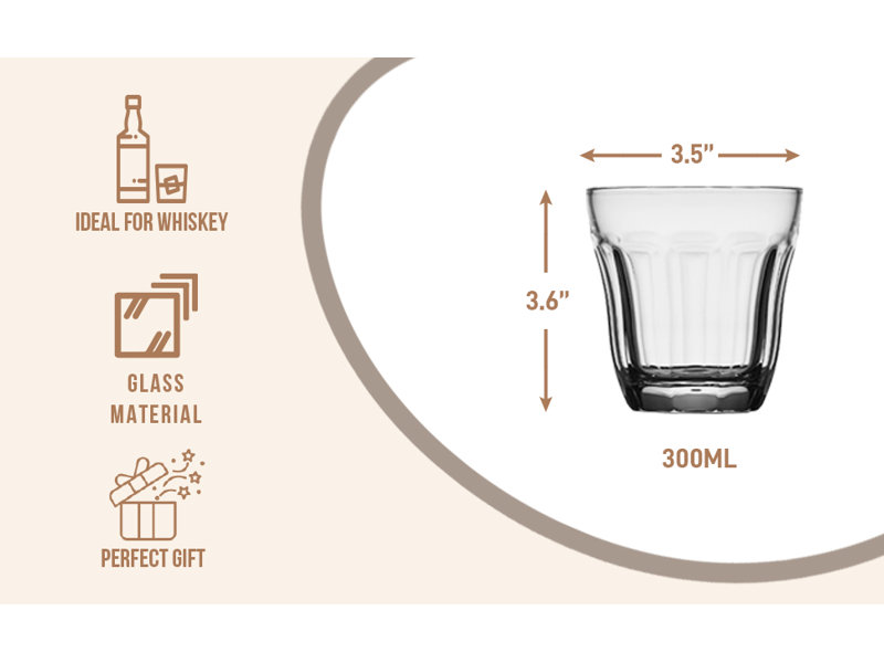 Ensemble 4 pièces de verres baroque à l'ancienne 300 ml - Verre sans plomb moderne pour cocktails, whisky