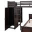 Lit mezzanine double avec lit simple autoportant, tablettes, bureau et garde-robe espresso