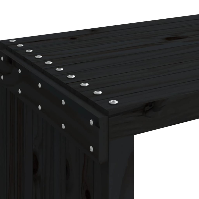 Solid Wood Pine Outdoor Bench, Black