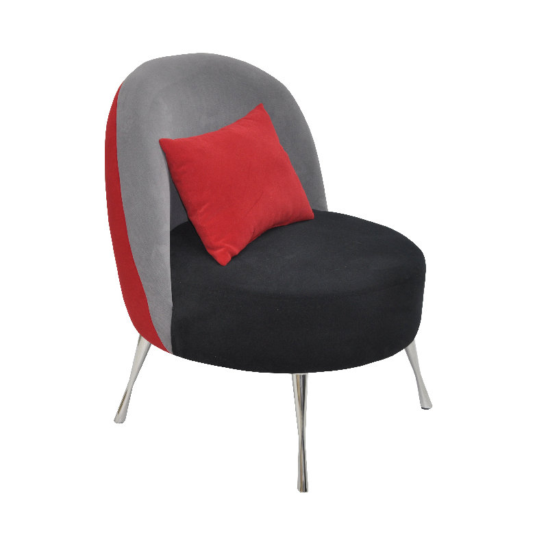 Upholstered Accent Chair, Red/Grey/Black