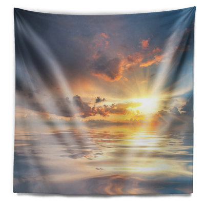 Paysage coucher de soleil sur mer avec tapisserie reflet