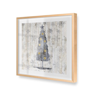 Impression d'arbre de Noël rustique argenté