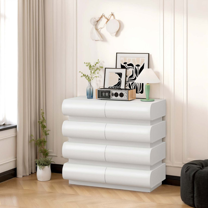 Swyn Modern 8 Drawer Dresser Chest Without Handle for Bedroom, White