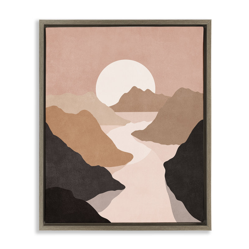 «Rust Boho Stream», art mural encadré flottant doré par Nataly White, Cadre flottant orme Montalcino, H 21 po x l 17 po