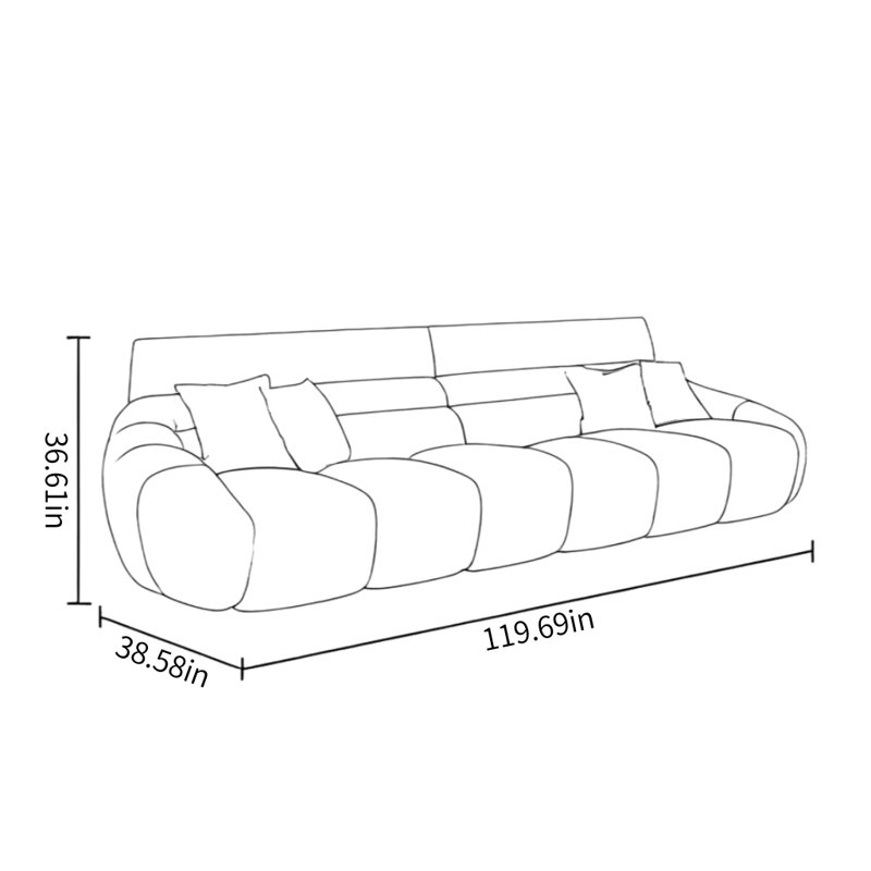 Modern Simple Cream Style Sofa, 36.61" H x 119.69" W x 38.58" D, Green