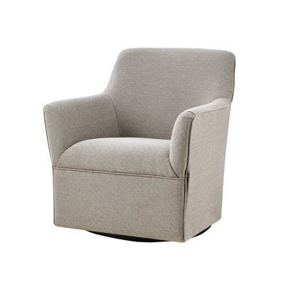 Fauteuil coulissant pivotant gris - tissu 100%, bois massif, rotation à 360 degrés, siège sans assemblage, revêtement, bois et contreplaqué, base en métal