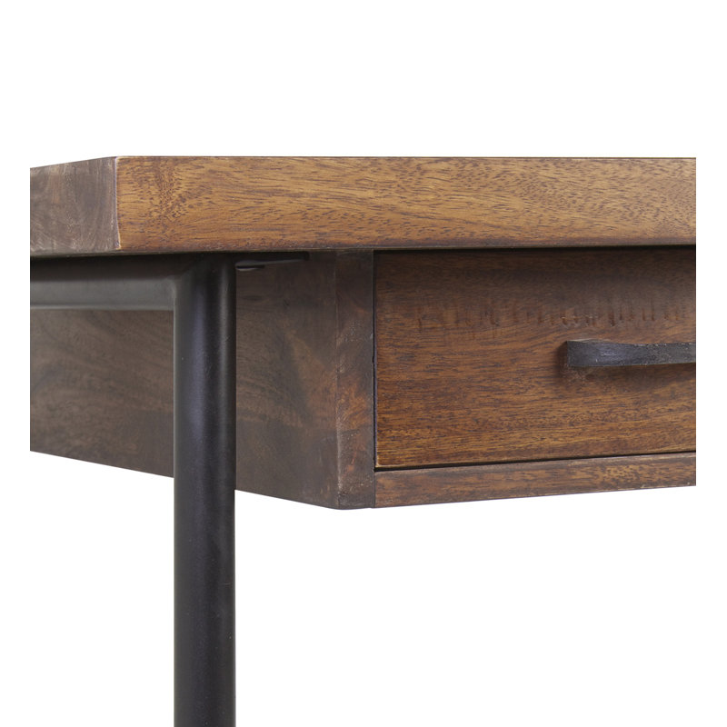 Pipa Solid Wood Top Metal Base Writing Desk