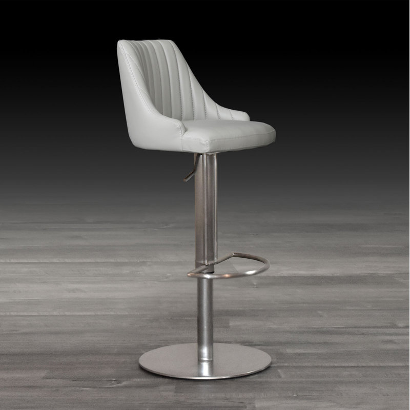 Groveland Swivel Upholstered Adjustable Height Counter Stool with Metal Frame, Light grey
