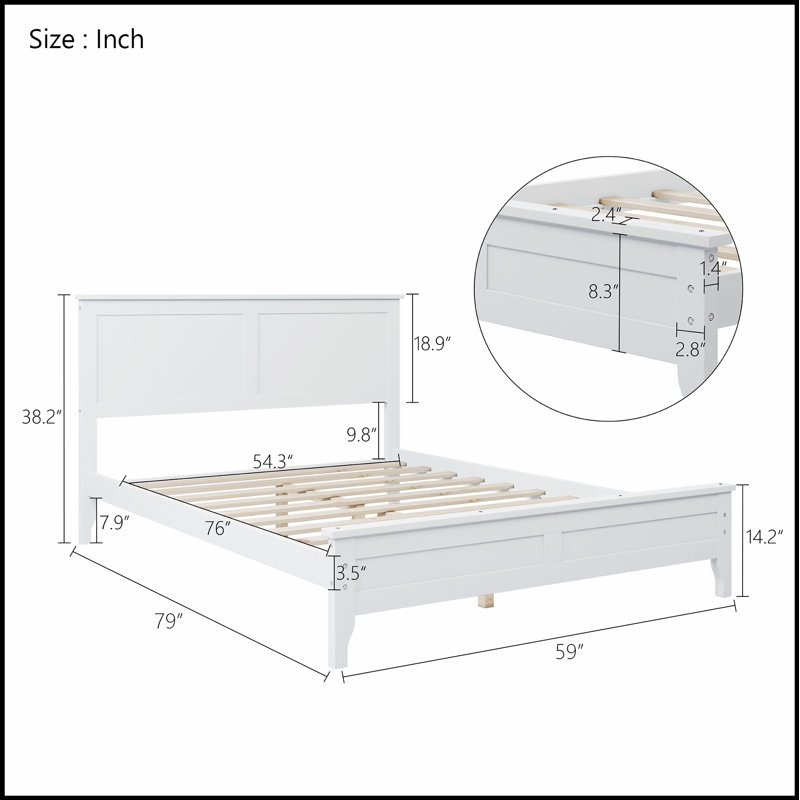Modern Solid Wood Platform Bed with Durable Pine Frame and Easy-Clean Finish for Comfortable Sleep