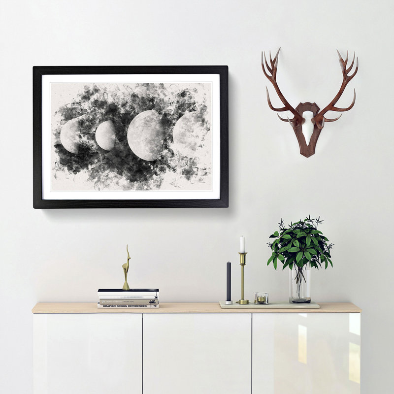 Moons of Jupiter - Picture Frame Painting Print, 62cm H x 87cm W x 2cm D, Black Framed