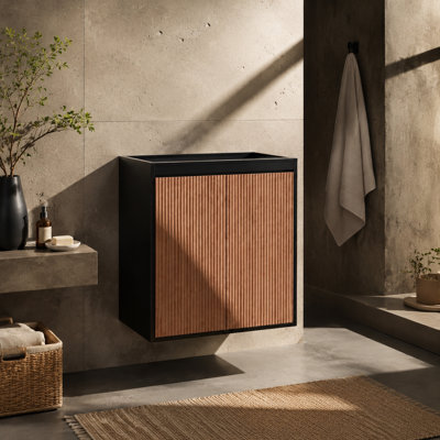 Meuble-lavabo de salle de bain autoportant ou mural de 23,17 pouces avec portes à fermeture en douceur