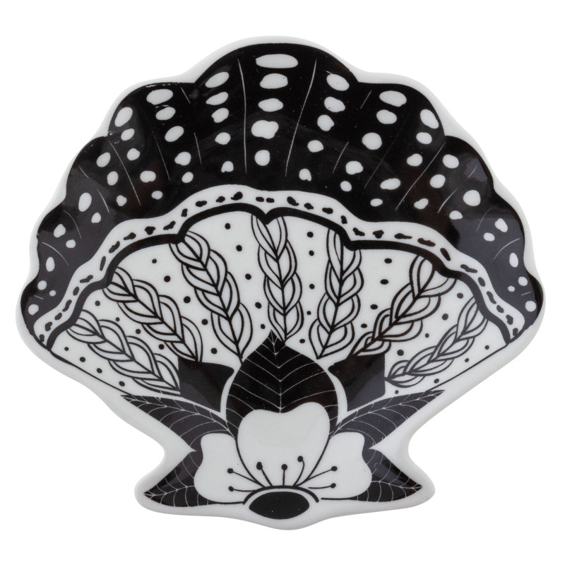 BOHO B&W SHAPED TRINKET TRAY  SHELL