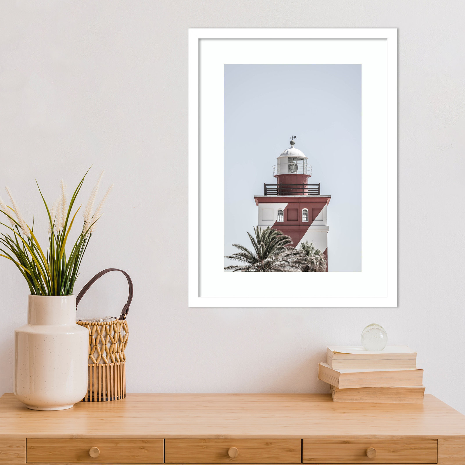 Point Lighthouse by Daisey Wood Framed Wall Art Print, White , 21" H x 16" W