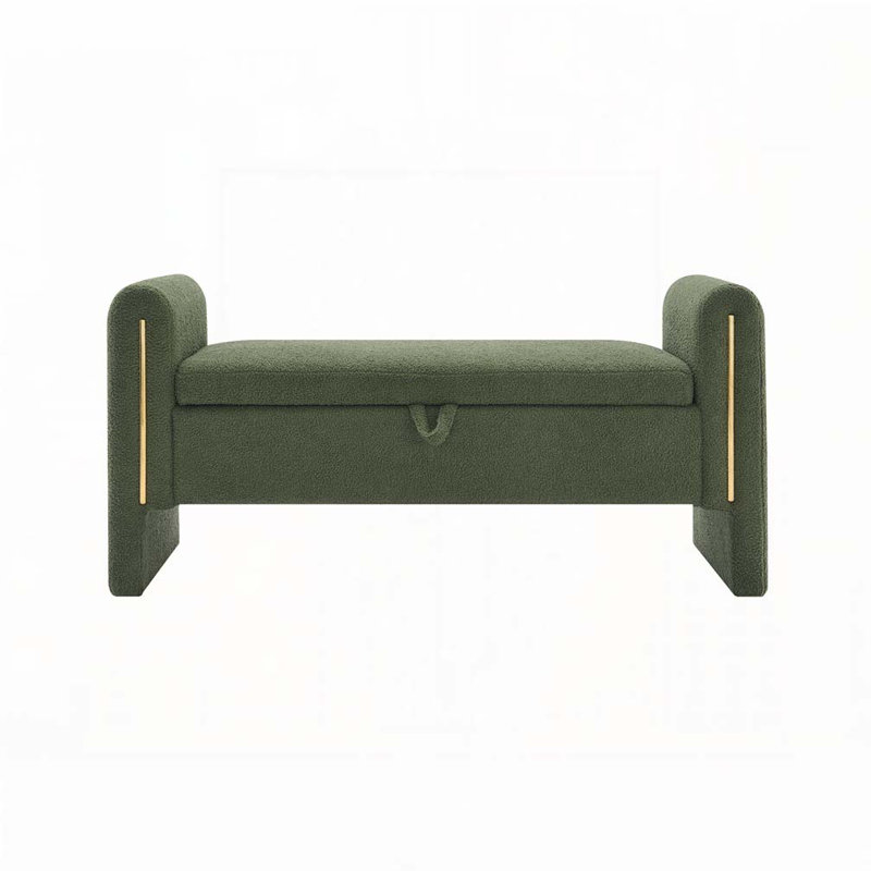 Modern Teddy Bed End Bench with Arms and Storage, Upholstered Large Foot Rest Stool, Comfy Window Vanity Bench for Living Room, Bedroom, Dorm, Coffee Table