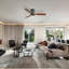 132CM Solid Wood 3-Blade Propeller Ceiling Fan with Remote Control-2115795556