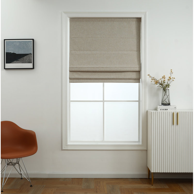 Store romain 100% coton occultant sans cordon, L 34 po x L 64 po, Lin naturel