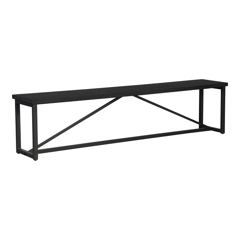 Banc en bois massif Lopez, Noir