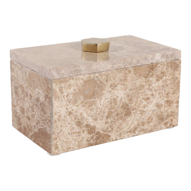 Contemporary Marble Rectangular Keepsake Decorative Box with Lid for Home Decor - Modern Elegant Storage Organizer for Office Shelf - 7"