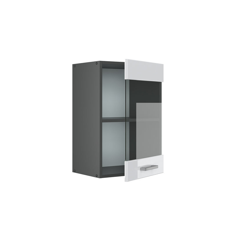 60Cm H x 40Cm W x 31Cm D Oak Wall Unit Cabinet, White/Grey