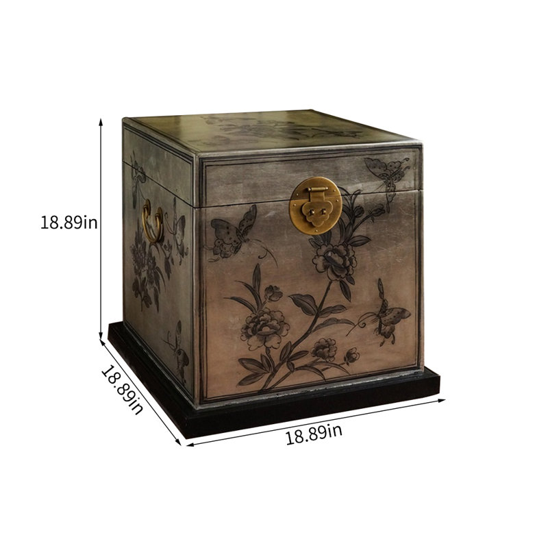 Small Silver Paint Simple Solid Wood Accent Trunk