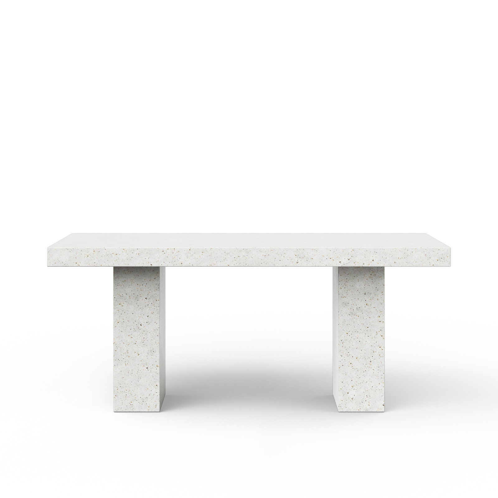 Kareen Pedestal Dining Table, Counter Table (36.25" Height), 82.75" L x 39.25" W, Ivory Terrazo