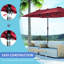 Très grand parasol de patio de 15 pi, double avec évents, rouge vin pour la détente en plein air, cour arrière bloquante, terrasse, piscine
