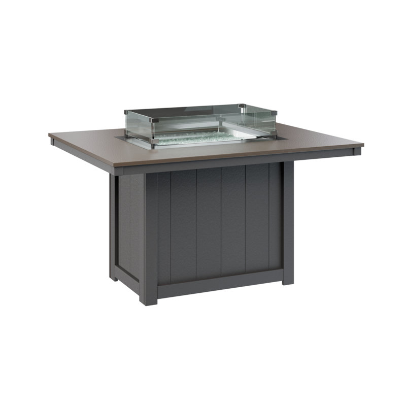 Foyer de table rectangulaire 54 po Berlin Gardens Donoma, H 30 po x l 41 po x P 54 po, Bronze martelé avec base gris fumée