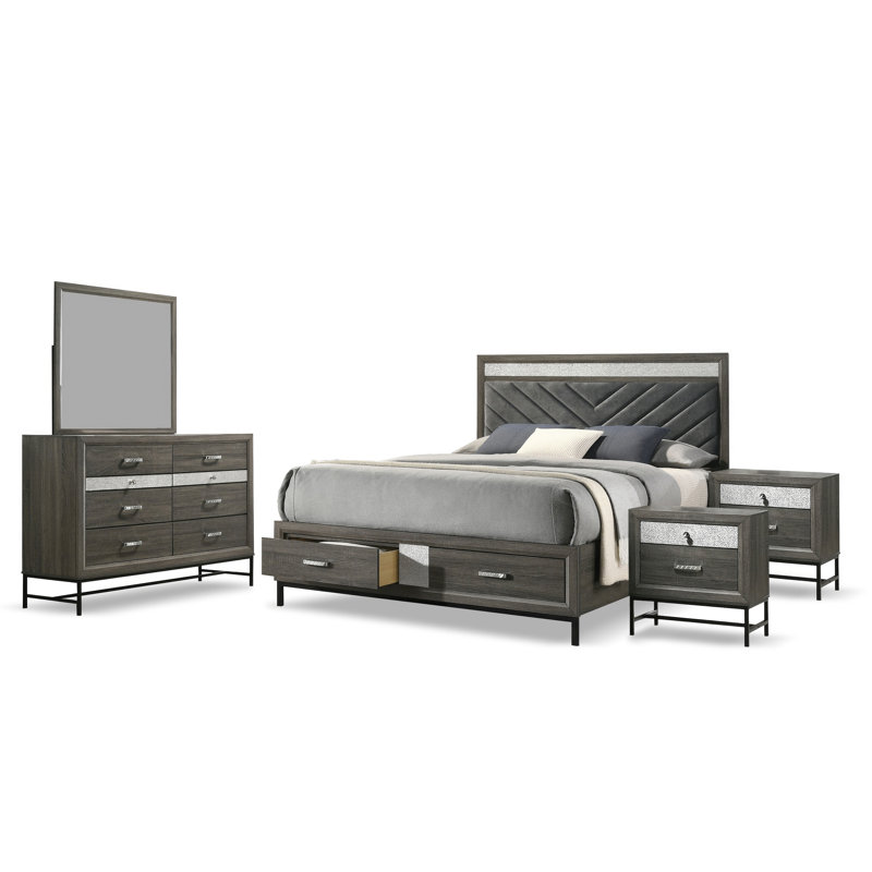 Belper 6-Piece Bedroom Set, 5 Pcs: Bed, 2 Nightstands, Dresser, Mirror, King