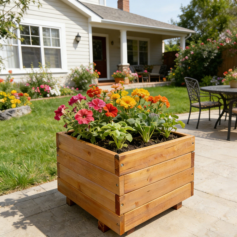 Boîte à fleurs en bois 23,6 po, H 17,7 po x l 23,6 po x P 23,6 po