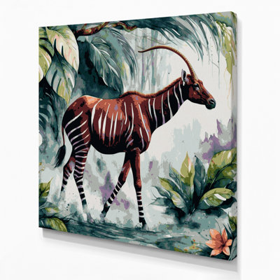 Wildlife Okapi Gray Canvas Wall Art