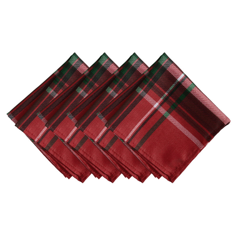 Kamryne Pocono Plaid Holiday Fabric Napkins