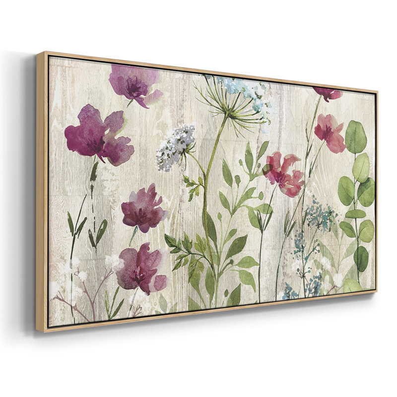 Meadow Flowers I - Toile tendue avec châssis encadré - Prêt à accrocher, H 21 po x l 41 po, Naturel