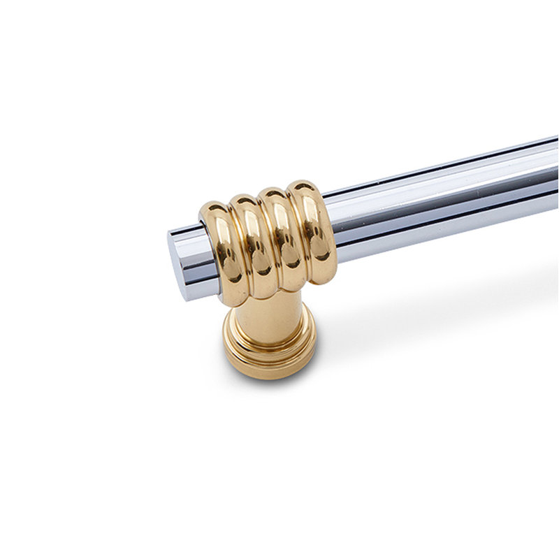 Two Tone Swirl 3" Bar Pull CP Series, Chrome / Polished Brass