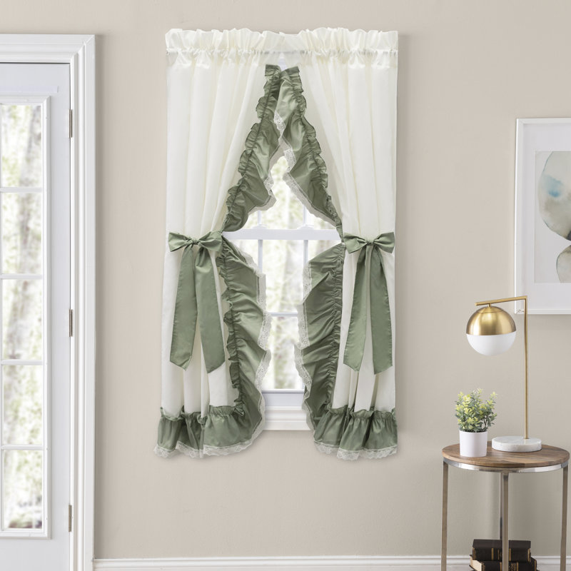 Bralynne Cotton Blend Semi-Sheer Curtain Pair, Sage, 50" W x 84" L