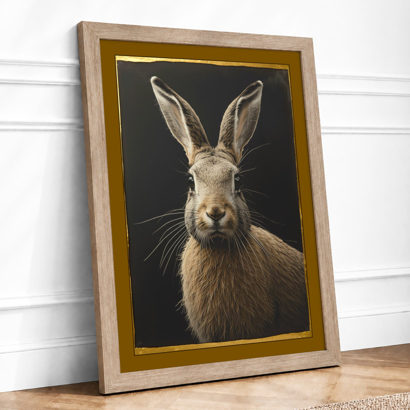Alert Hare Realism - Framed Print, A3 - 42.0 x 29.7 cm, Oak