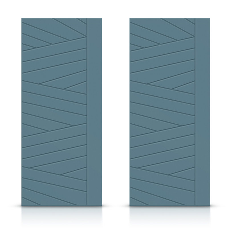 Portes de placard coulissantes à panneaux en bois manufacturé, Bleu dignité, 72 po x 96 po