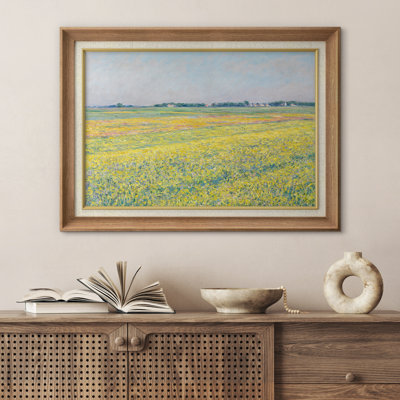 Œuvre de paysage jaune pré de fleurs sauvages, images de salon champ printanier lumineux, art mural impression sur toile giclée.