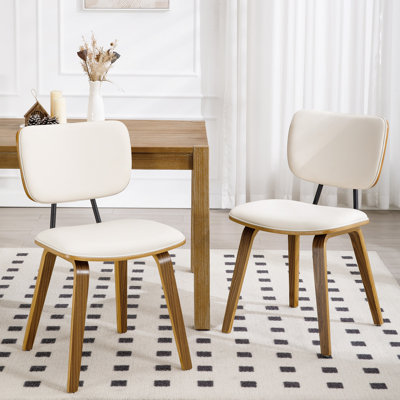 Chaise d'appoint rembourrée en similicuir et finition en bois de noyer