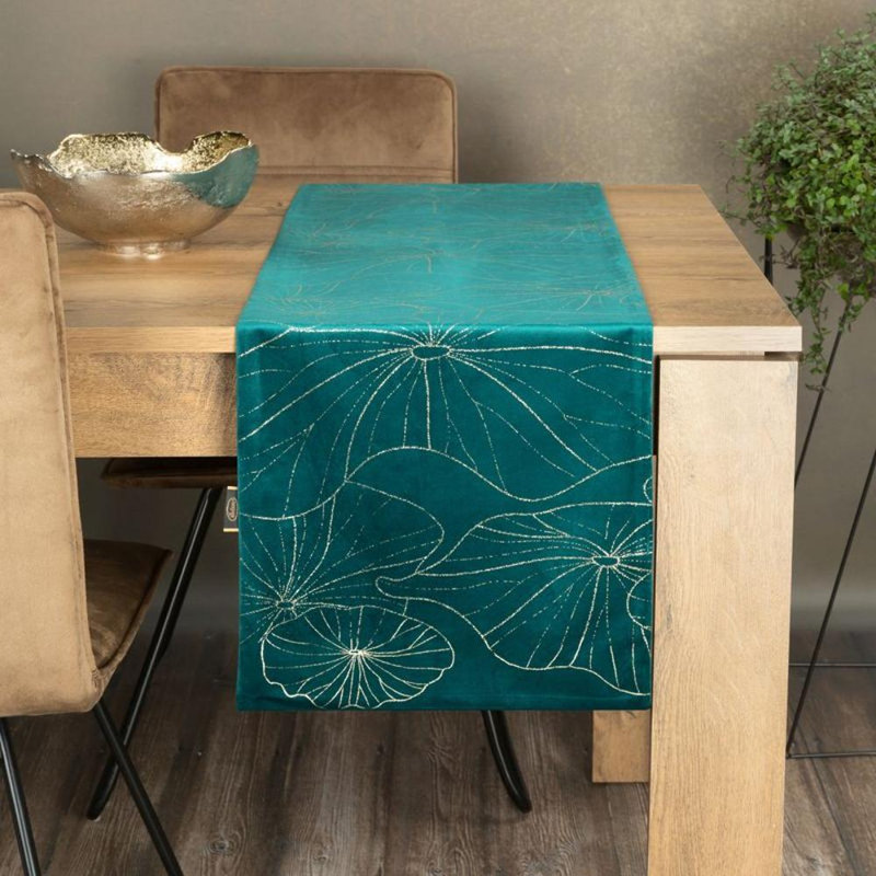 Aanvi Tablecloth, Turquoise, 35cm W x 220cm L
