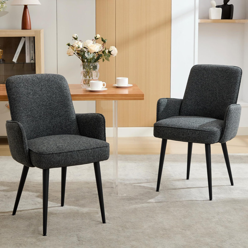 Gennadiy 137.16cm H Polyesterfaser Upholstered Metal Upholstered Back Side Chair, Black