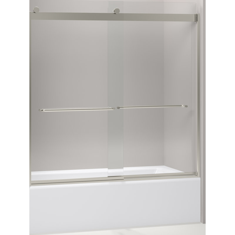 Levity 59.63" x 59.75" Bypass Bath Door with CleanCoat® Technology, Matte Nickel, Crystal Clear